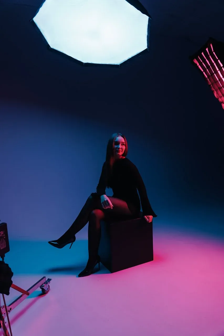 Sesión de estudio con luz de color